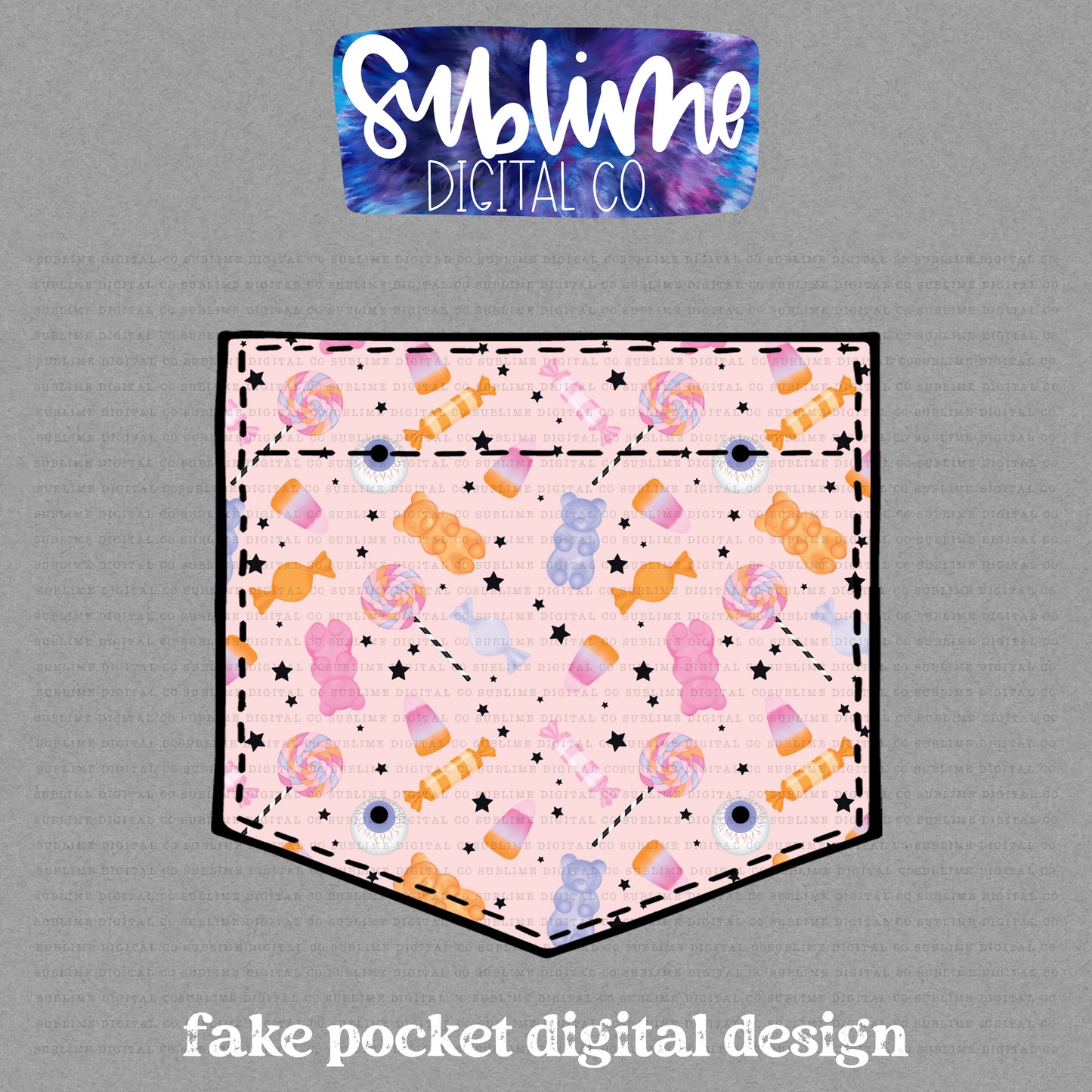 Halloween Candy • Fake Pocket • Instant Download • Sublimation Design