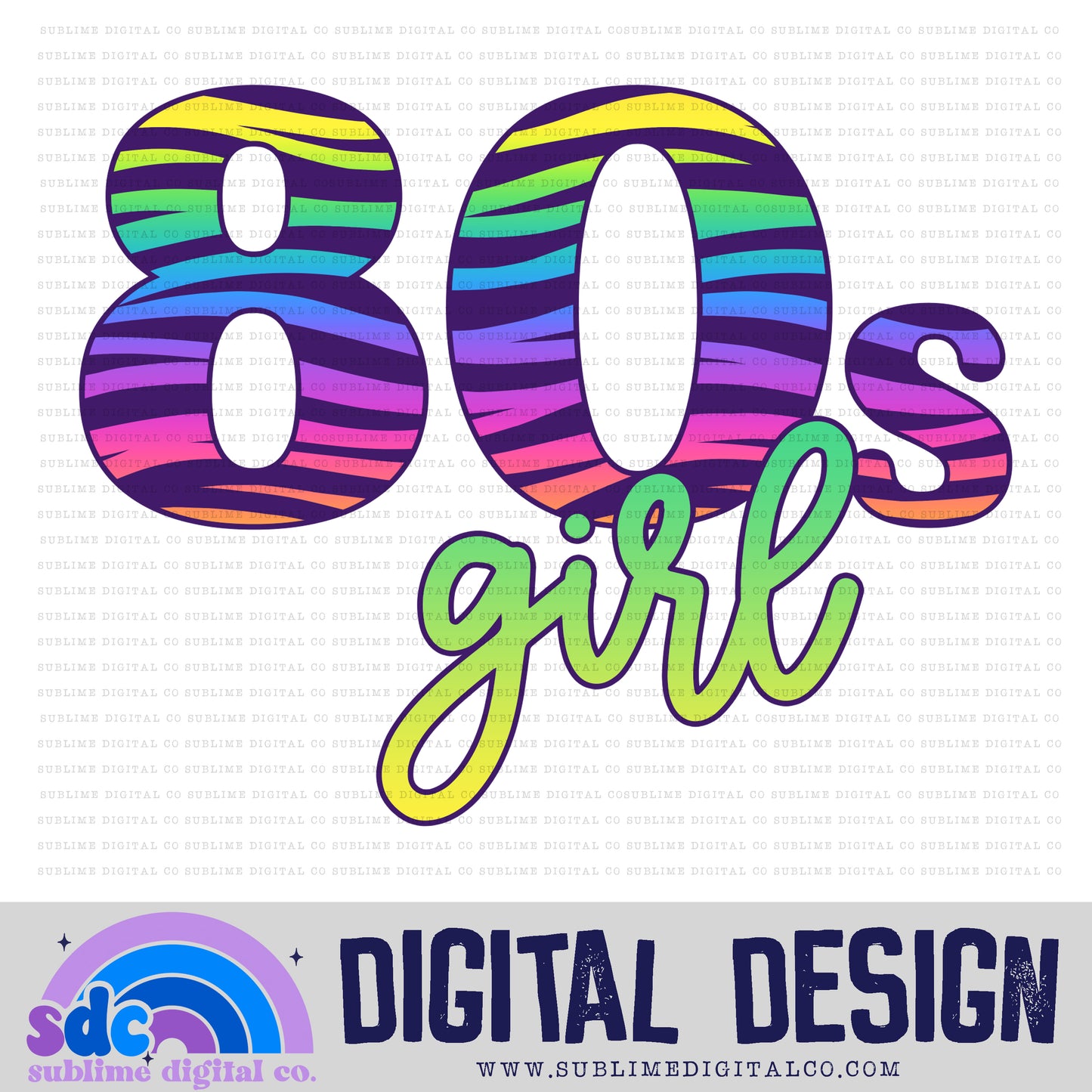 80s Girl • Rainbow • Instant Download • Sublimation Design
