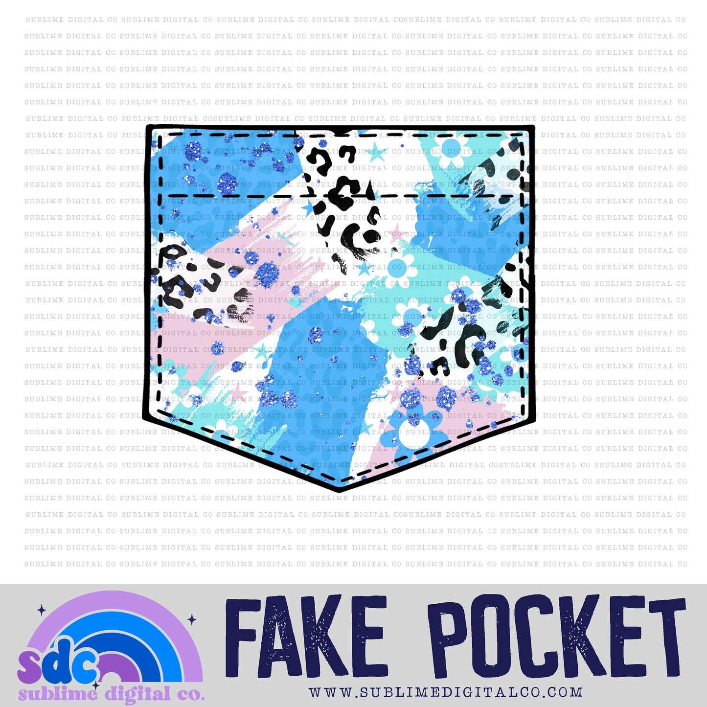 Floral Leopard Abstract 7  • Fake Pocket • Instant Download • Sublimation Design