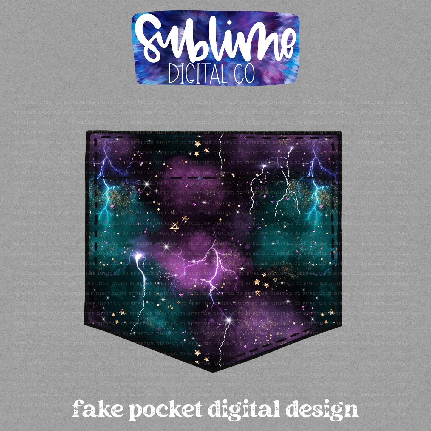 Lightening • Fake Pocket • Instant Download • Sublimation Design