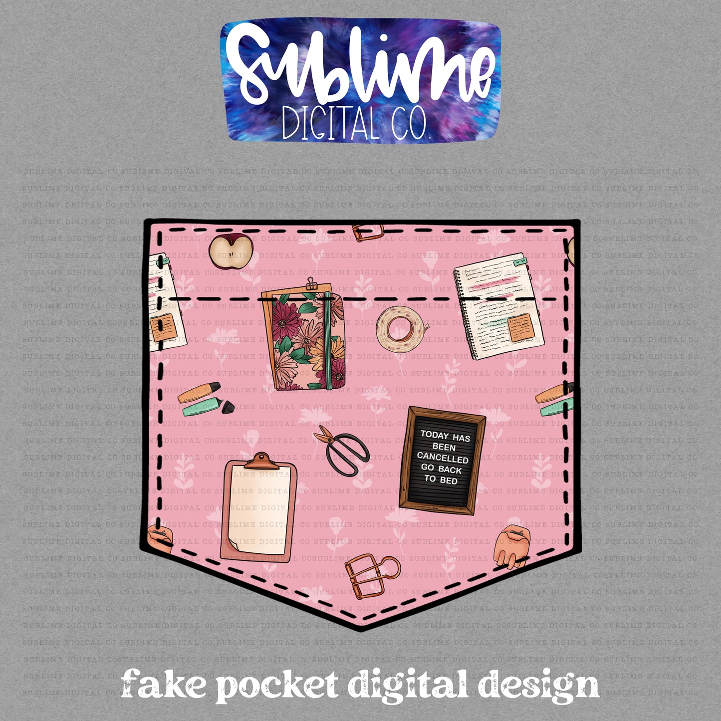 Go Back to Bed • Fake Pocket • Instant Download • Sublimation Design