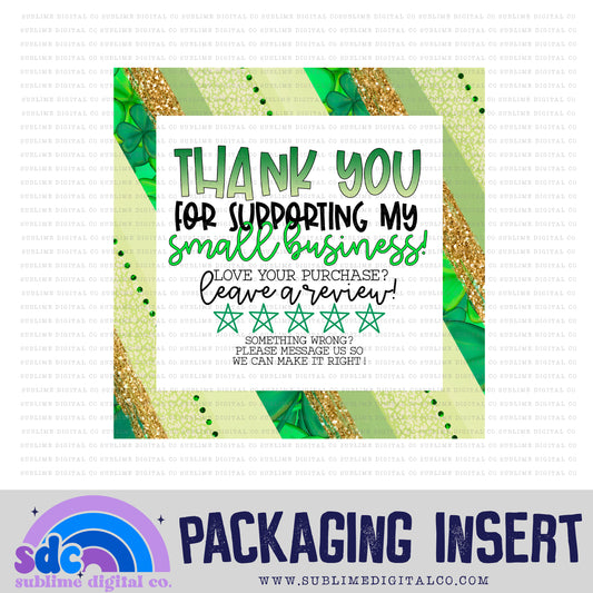 Shamrock Thank You • Leave A Review • Packaging Insert • Instant Download