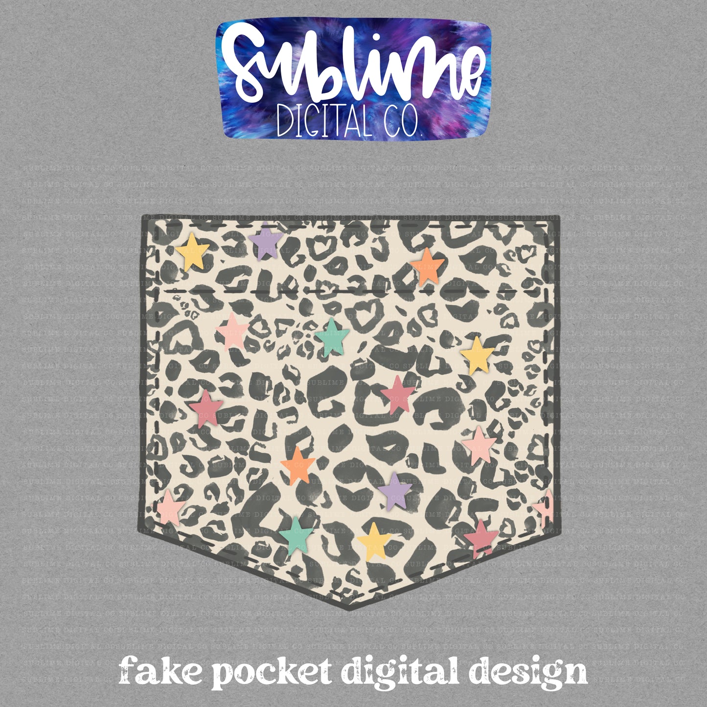 Leopard Stars • Fake Pocket • Instant Download • Sublimation Design
