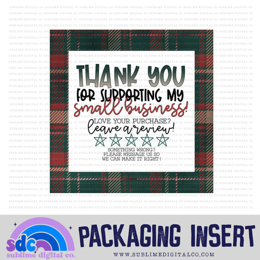 Christmas Plaid Thank You • Leave A Review • Packaging Insert • Instant Download