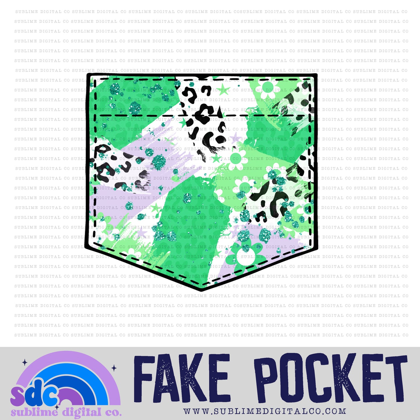 Floral Leopard Abstract  5 • Fake Pocket • Instant Download • Sublimation Design