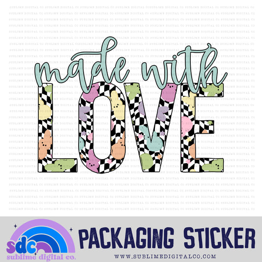 Made with Love - Checkerboard Easter | Print + Cut | Small Business Stickers | Digital Download | PNG File