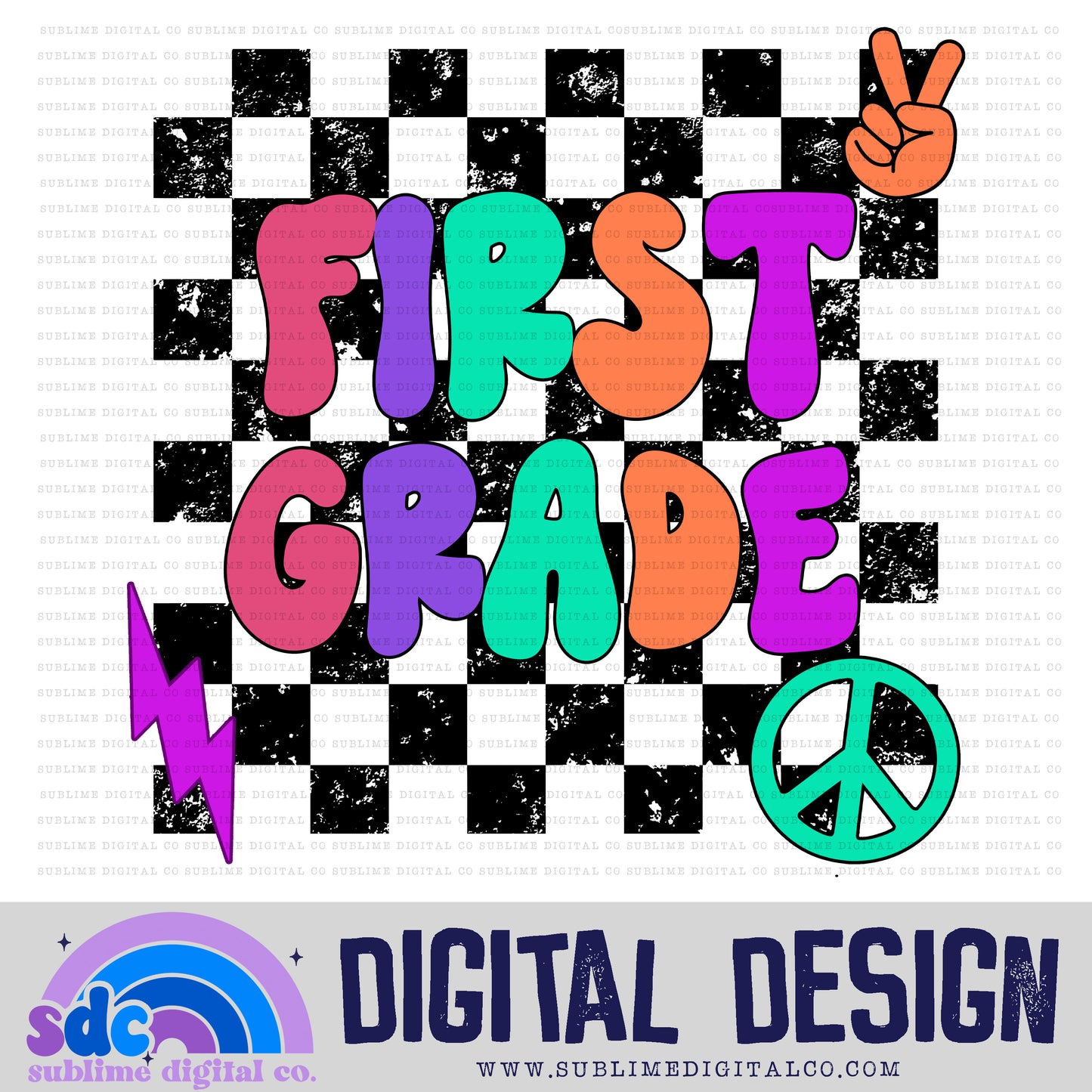First - Pink/Purple/Orange • School • Instant Download • Sublimation Design