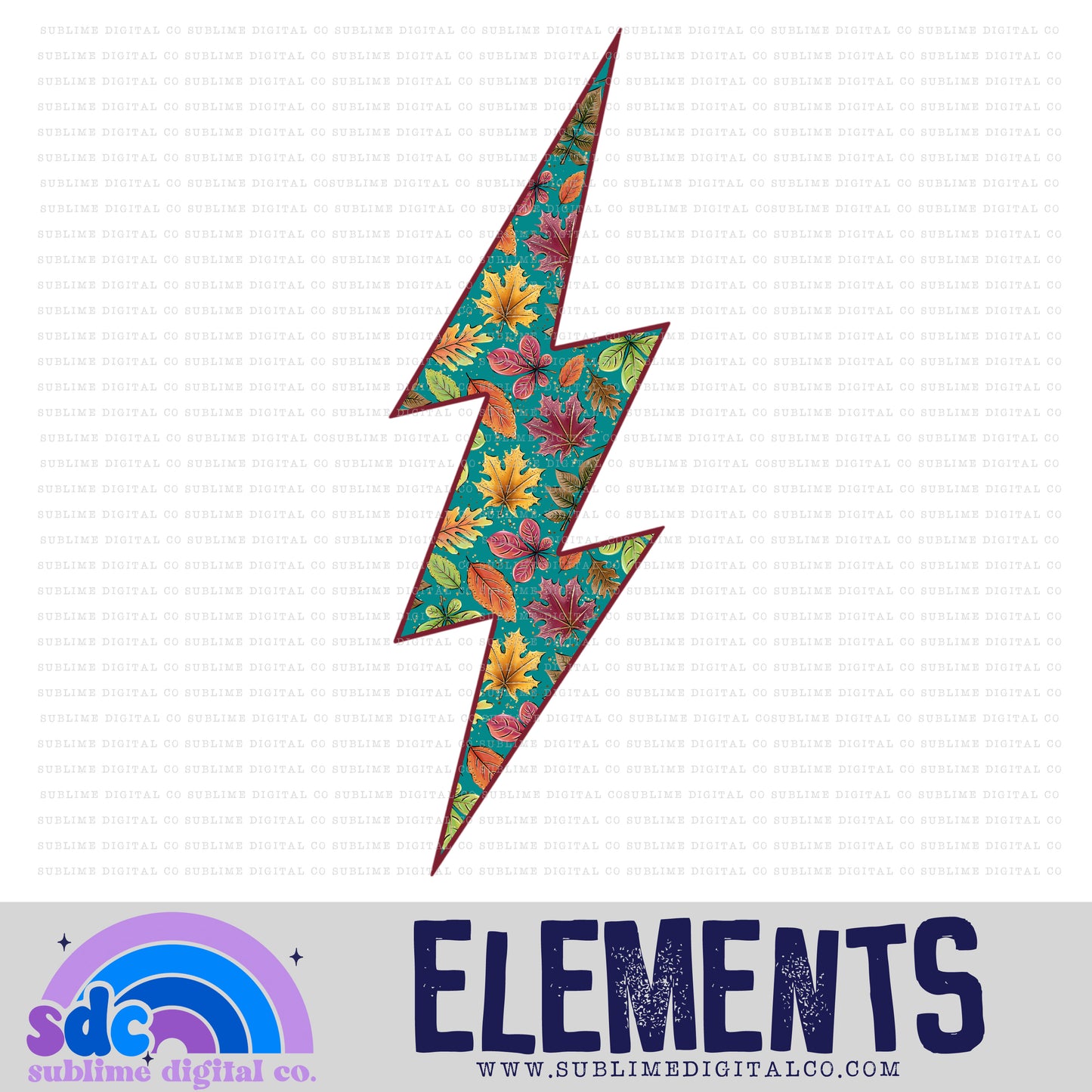 Fall Leaves • Lightening Bolt • Elements • Digital Design • Instant Download • Sublimation