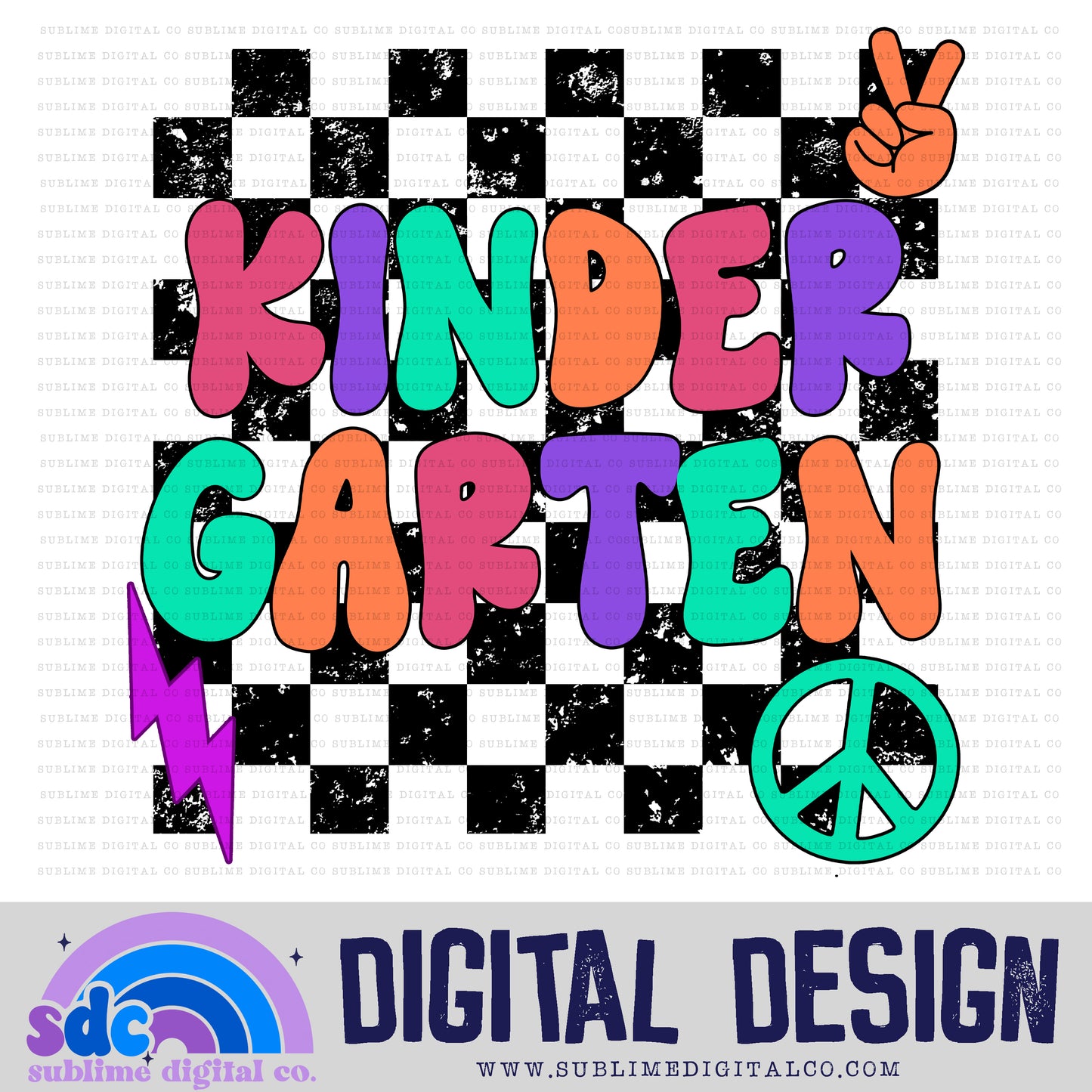 Kindergarten - Pink/Purple/Orange • School • Instant Download • Sublimation Design