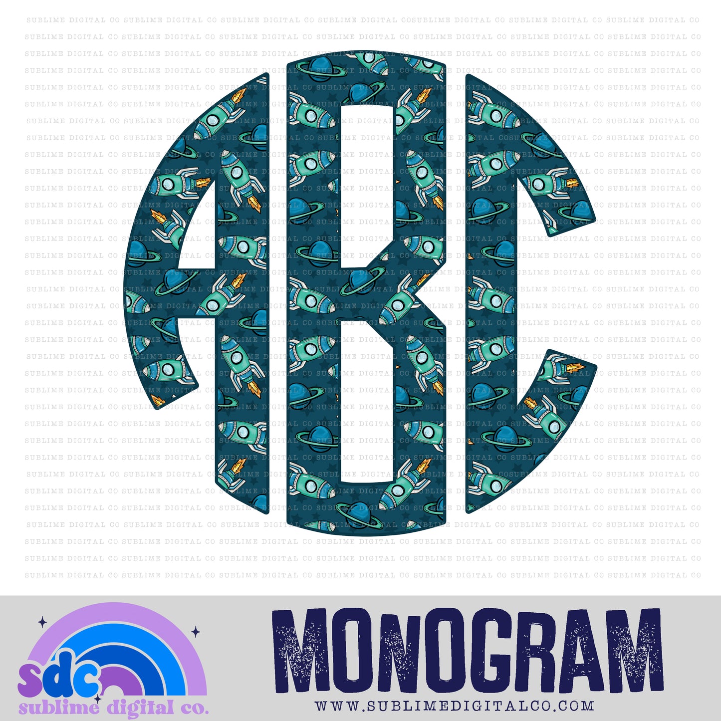 Rocketship Monogram | 26 PNG Files | Digital Download