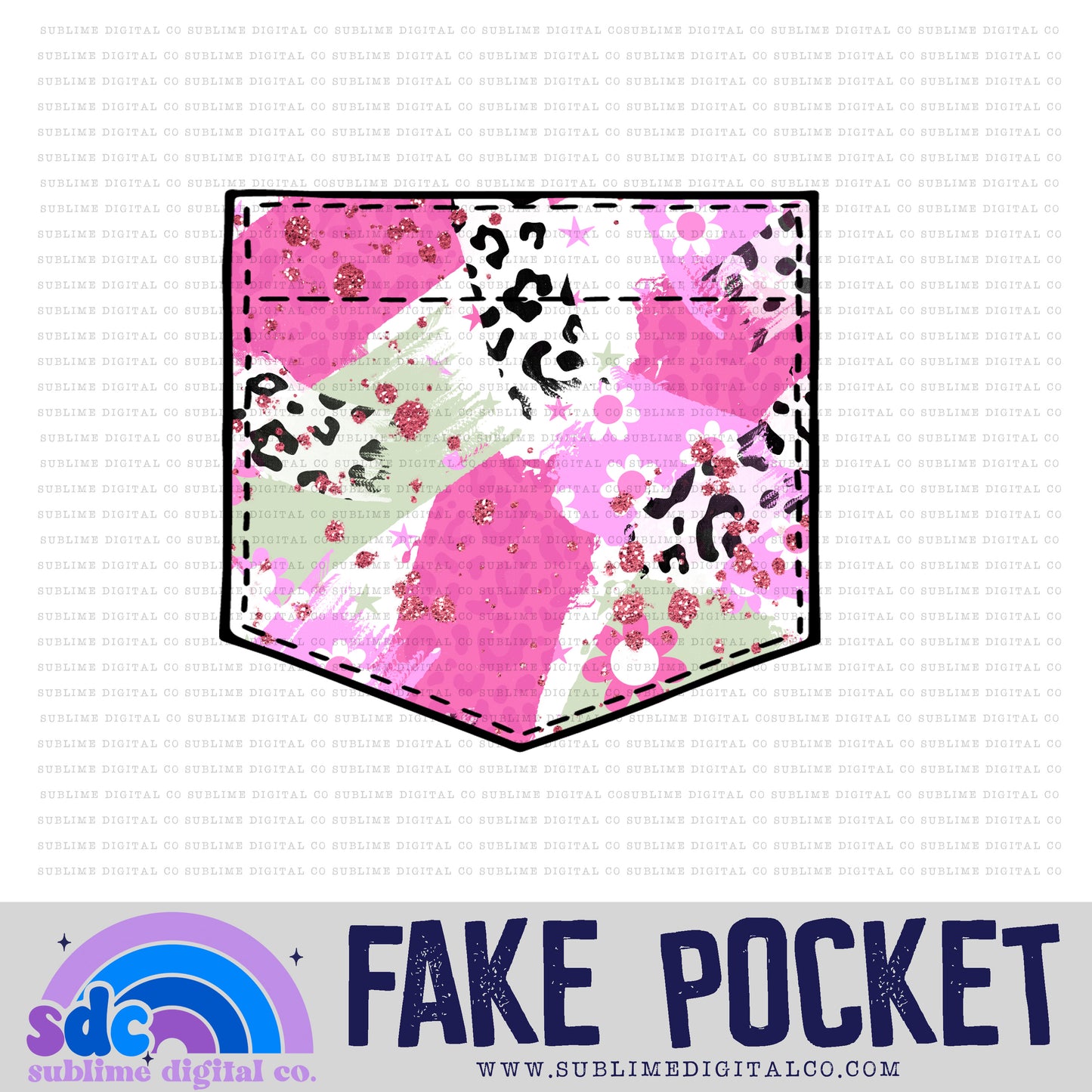 Floral Leopard Abstract 3 • Fake Pocket • Instant Download • Sublimation Design