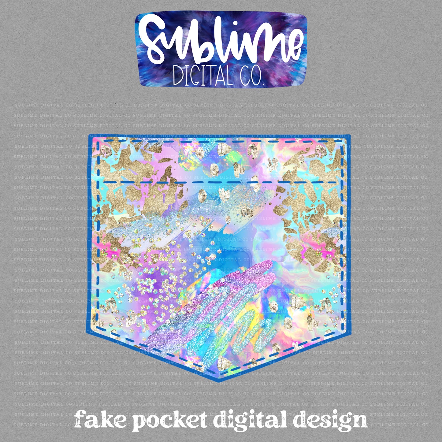 Holographic 2 • Fake Pocket • Instant Download • Sublimation Design