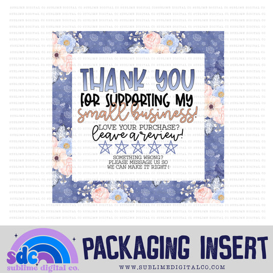 Blue Floral Thank You • Leave A Review • Packaging Insert • Instant Download