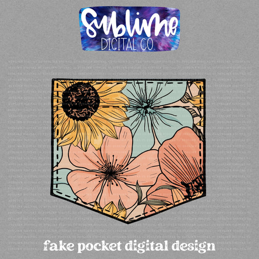 Floral • Fake Pocket • Instant Download • Sublimation Design