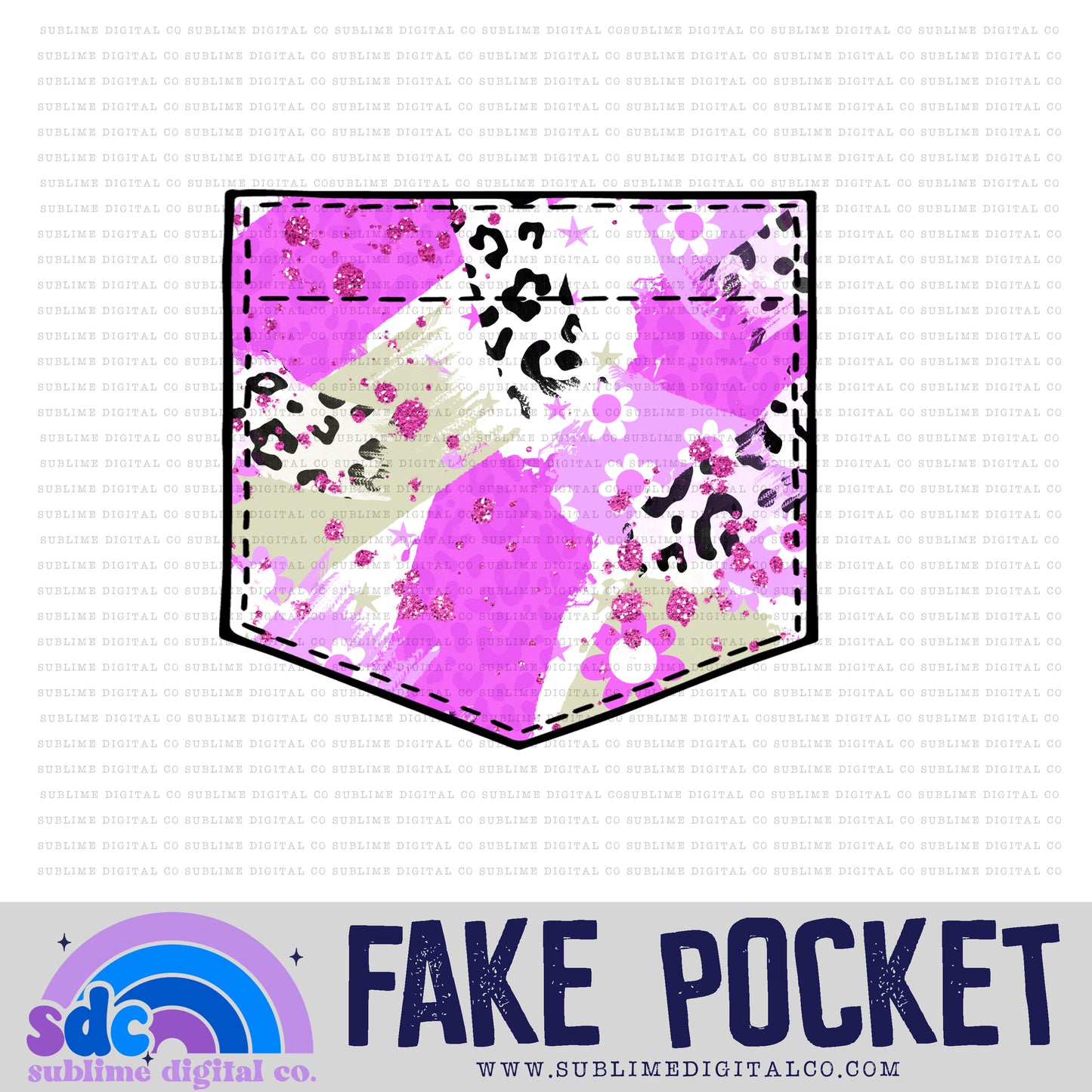Floral Leopard Abstract 2 • Fake Pocket • Instant Download • Sublimation Design