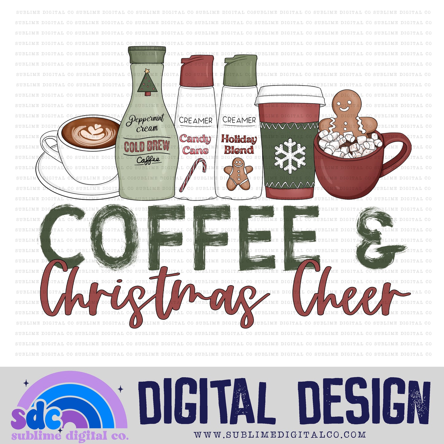 Coffee & Christmas Cheer • Seasonal Coffee • Instant Download • Sublimation Design