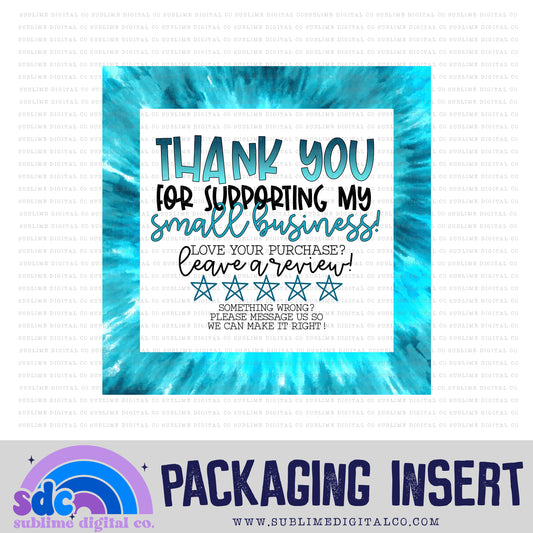 Teal Tie Dye Thank You • Leave A Review • Packaging Insert • Instant Download