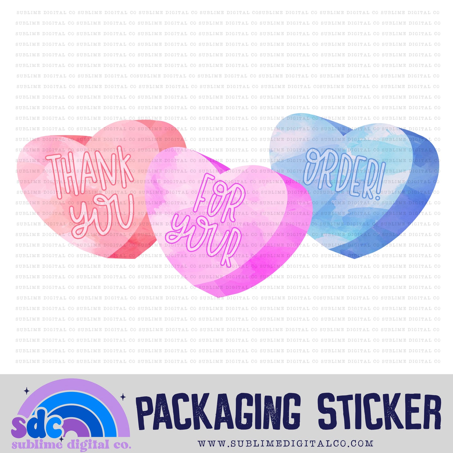 Thank You Candy Hearts | Small Business Stickers | Digital Download | PNG File
