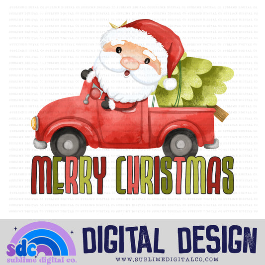 Merry Christmas - Santa Truck • Christmas • Instant Download • Sublimation Design