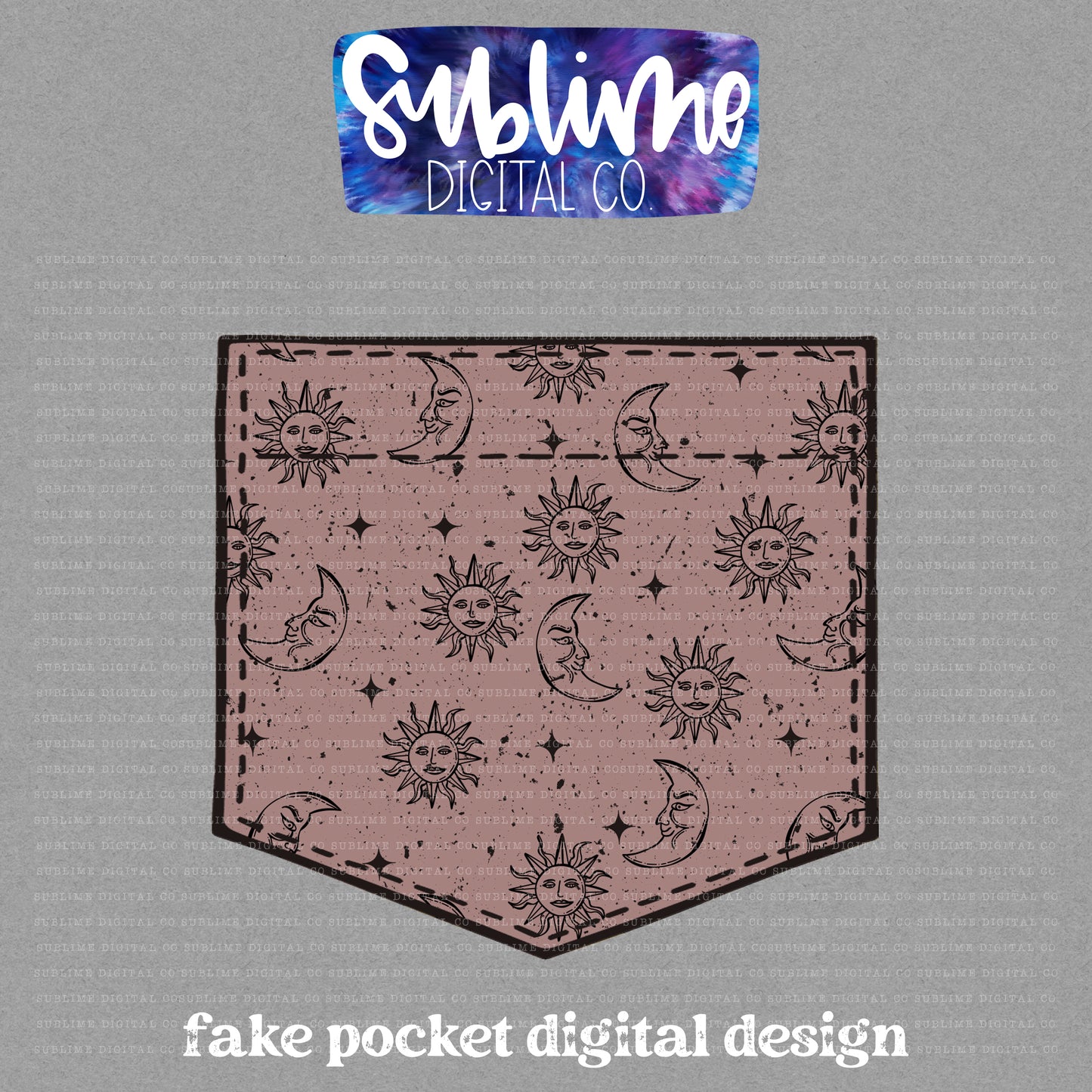Sun & Moon • Fake Pocket • Instant Download • Sublimation Design