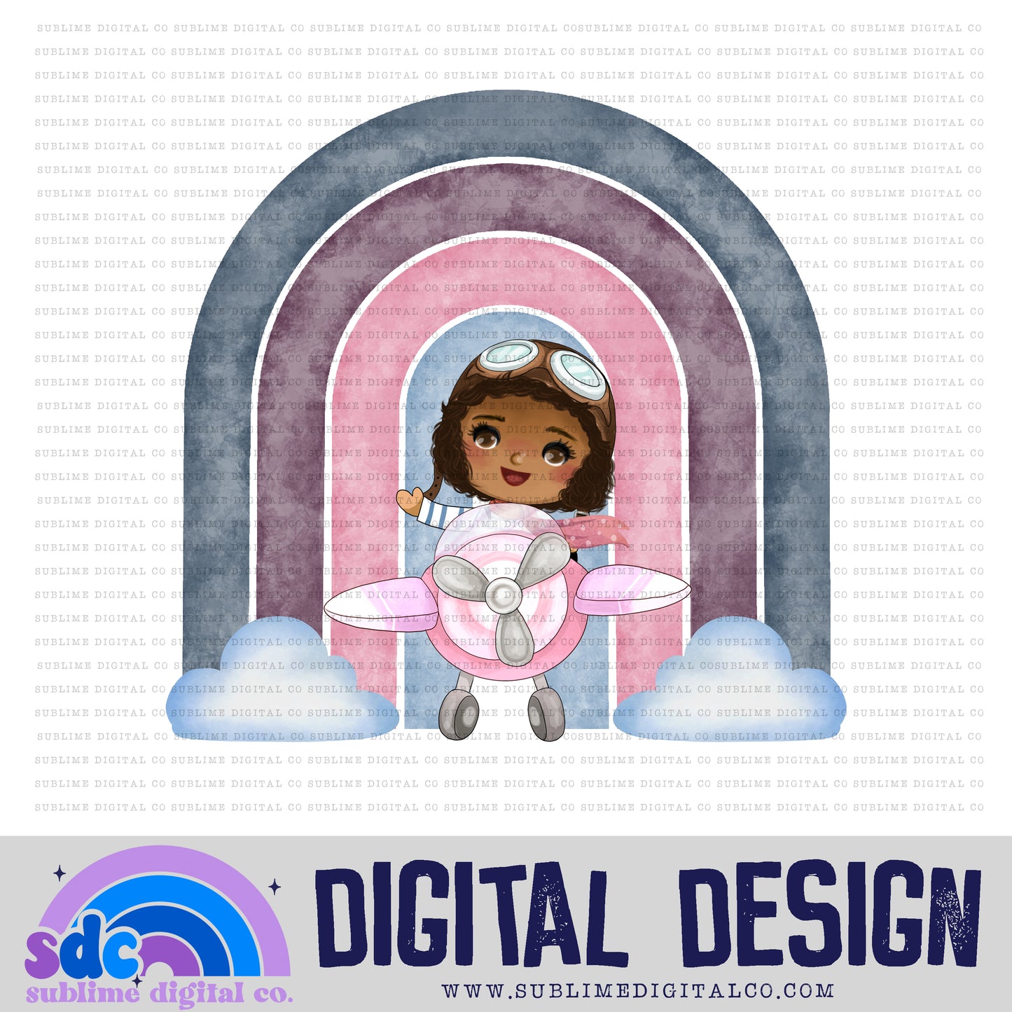 Girl Pilot Rainbow 3 • Kids • Instant Download • Sublimation Design