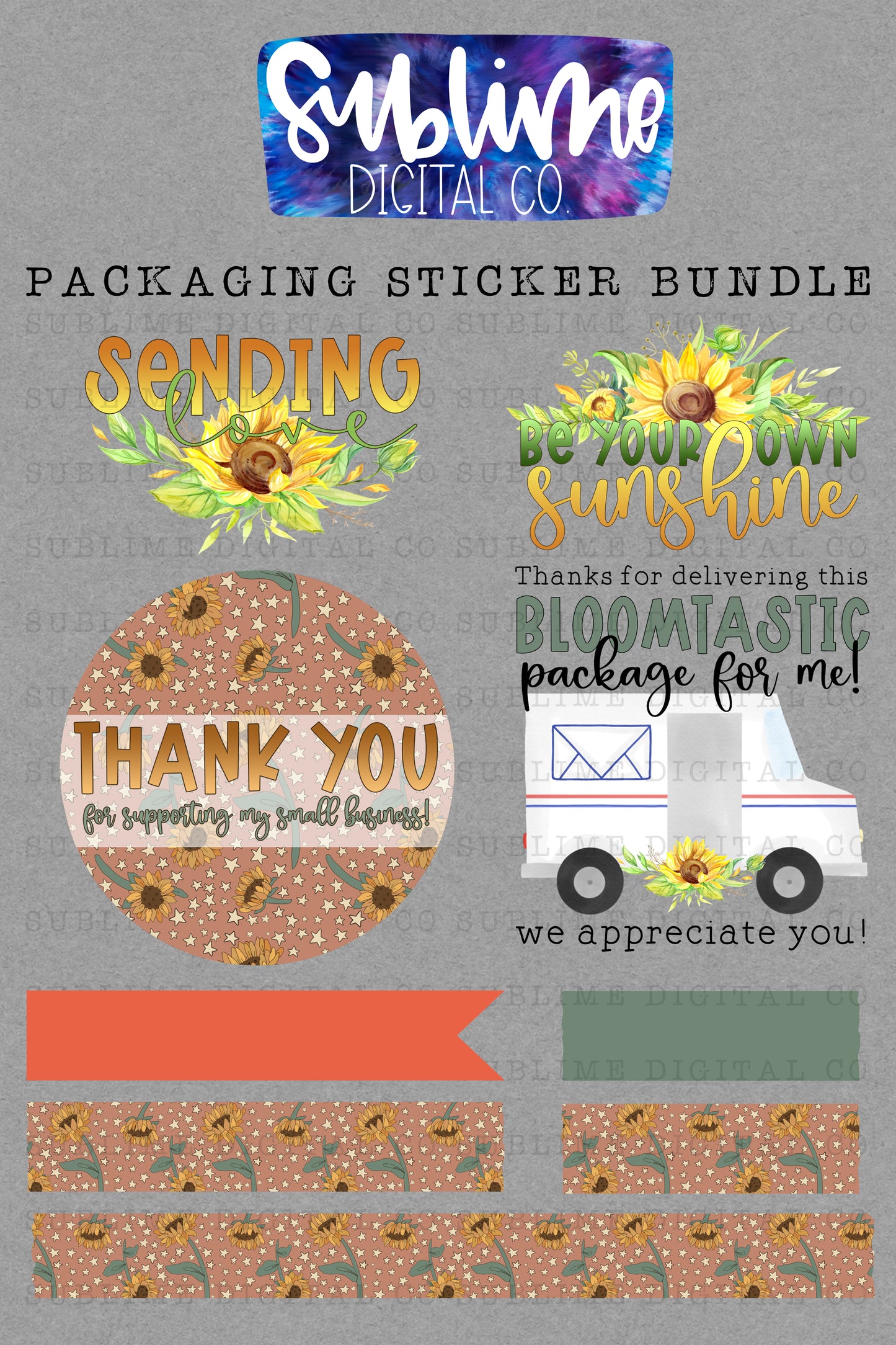 Sunflower Sticker Bundle | PNG Files | Digital Download