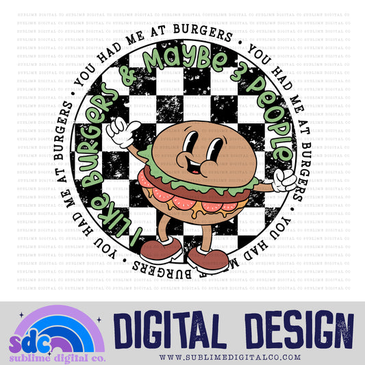 I Like Burgers • Retro Characters • Instant Download • Sublimation Design