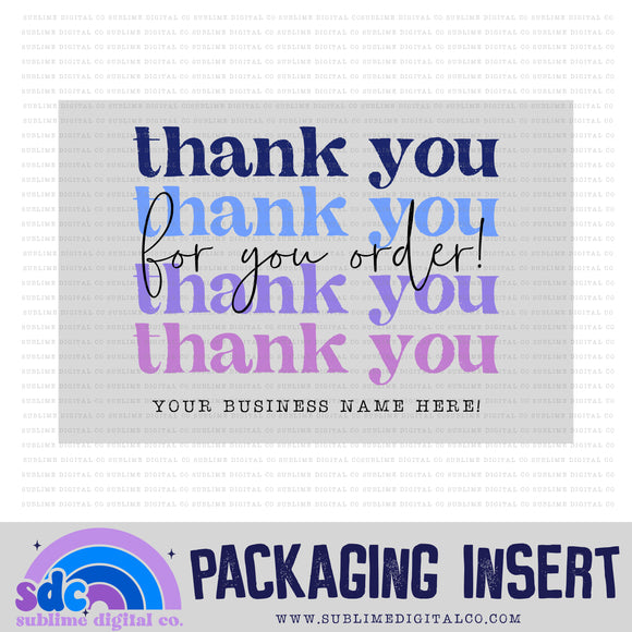 Thank You For Your Order • Winter Colors • Custom Business Name Packaging Insert