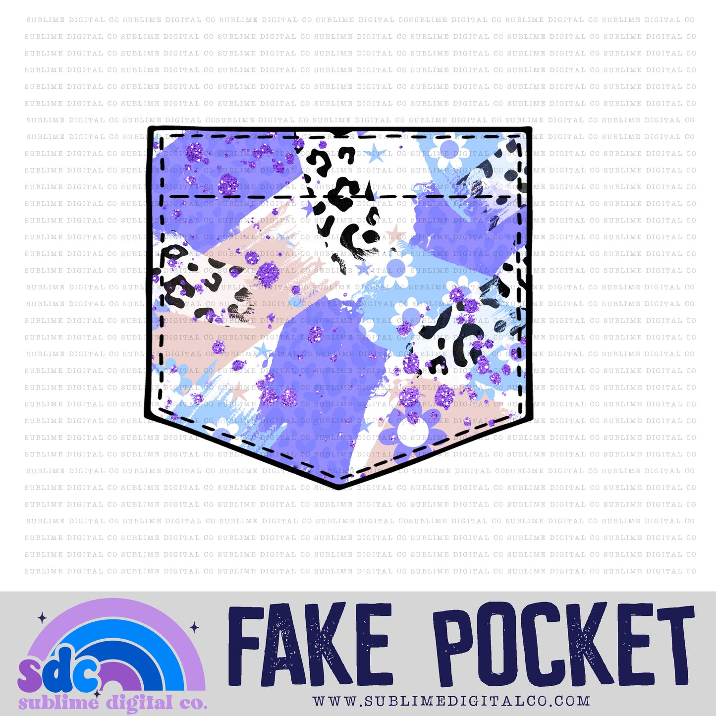 Floral Leopard Abstract 1 • Fake Pocket • Instant Download • Sublimation Design