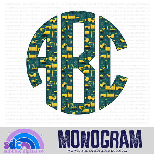 Construction Trucks Monogram | 26 PNG Files | Digital Download