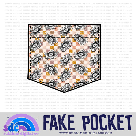 Floral Checkerboard • Fake Pocket • Instant Download • Sublimation Design