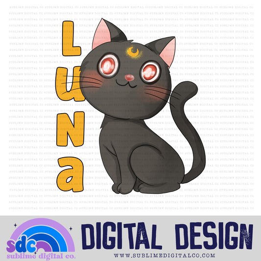 Black Kitty • Moon Guardians • Instant Download • Sublimation Design