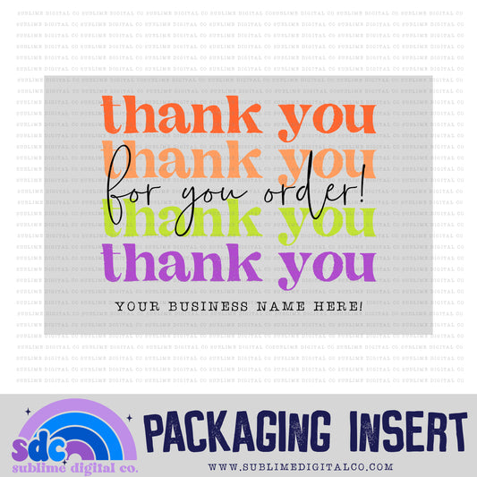 Thank You For Your Order • Halloween Colors • Custom Business Name Packaging Insert