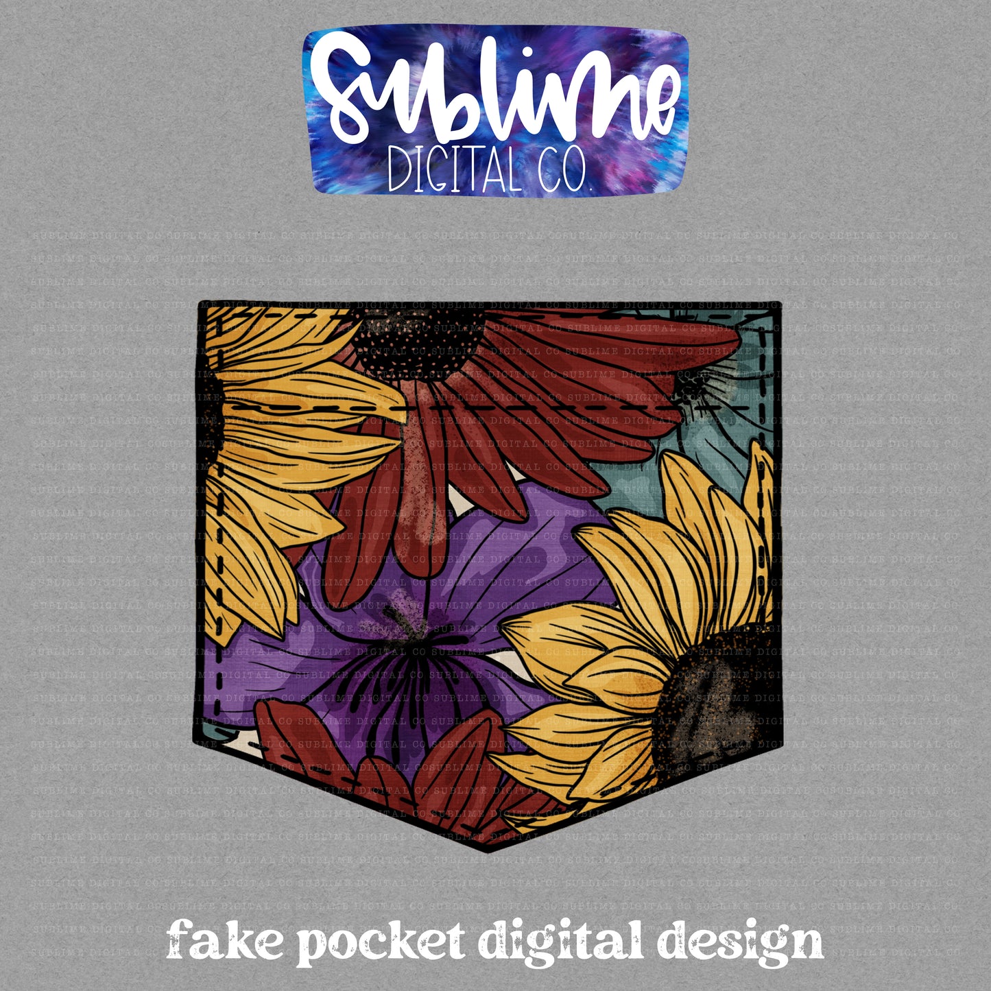 Floral 4 • Fake Pocket • Instant Download • Sublimation Design