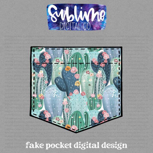 Cacti • Fake Pocket • Instant Download • Sublimation Design