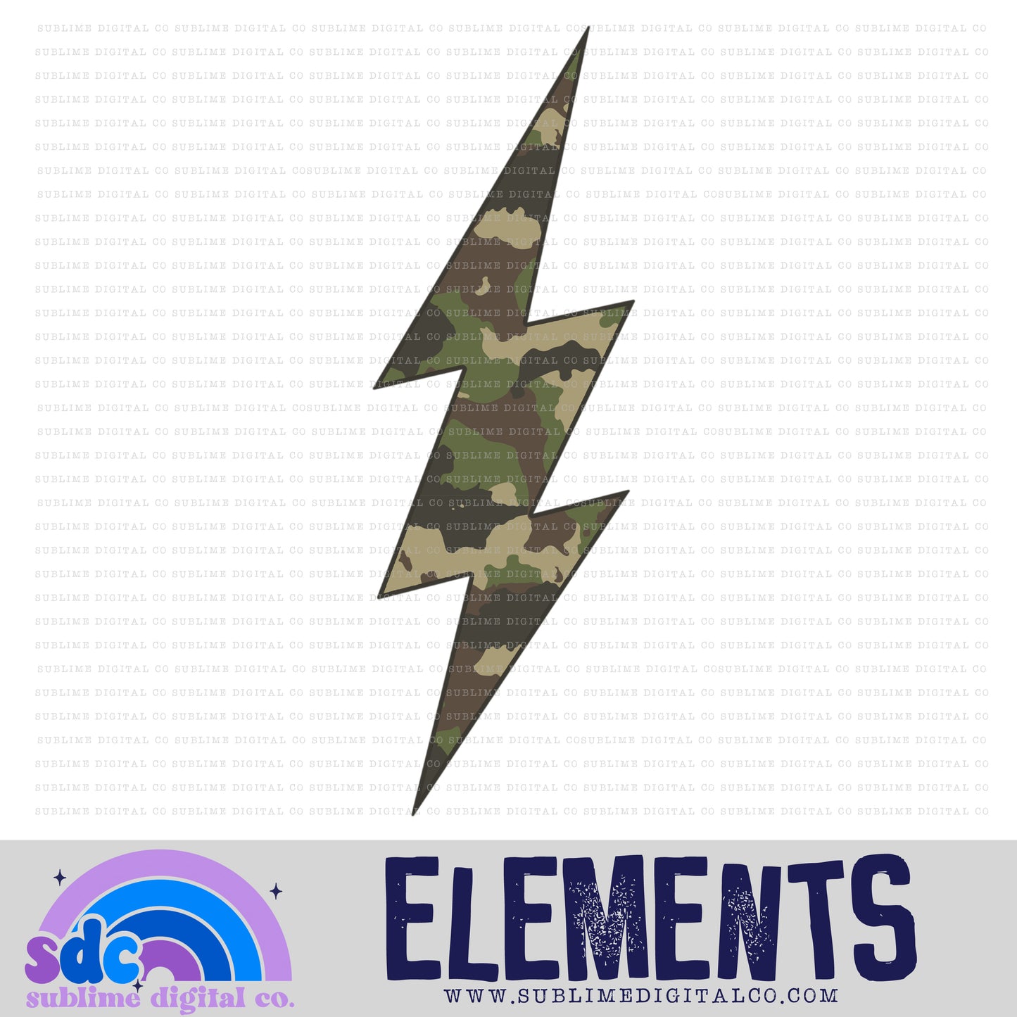 Camo • Lightening Bolt • Elements • Digital Design • Instant Download • Sublimation