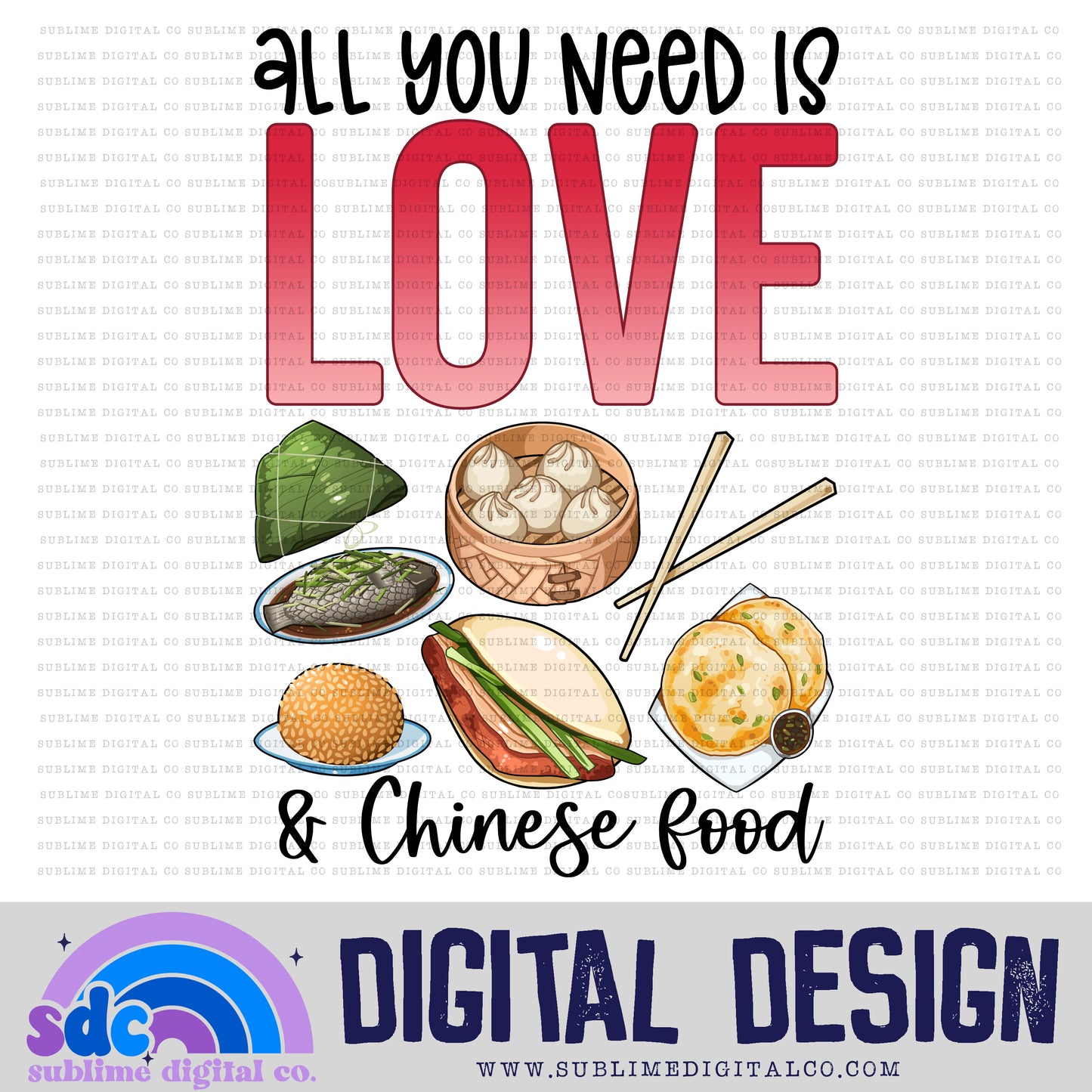 Love & Chinese Food | Valentine's Day | Sublimation Design | Instant Download | PNG File