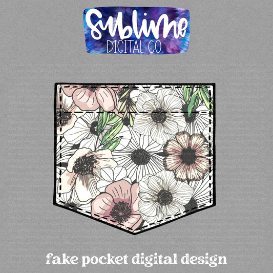 Floral 3 • Fake Pocket • Instant Download • Sublimation Design
