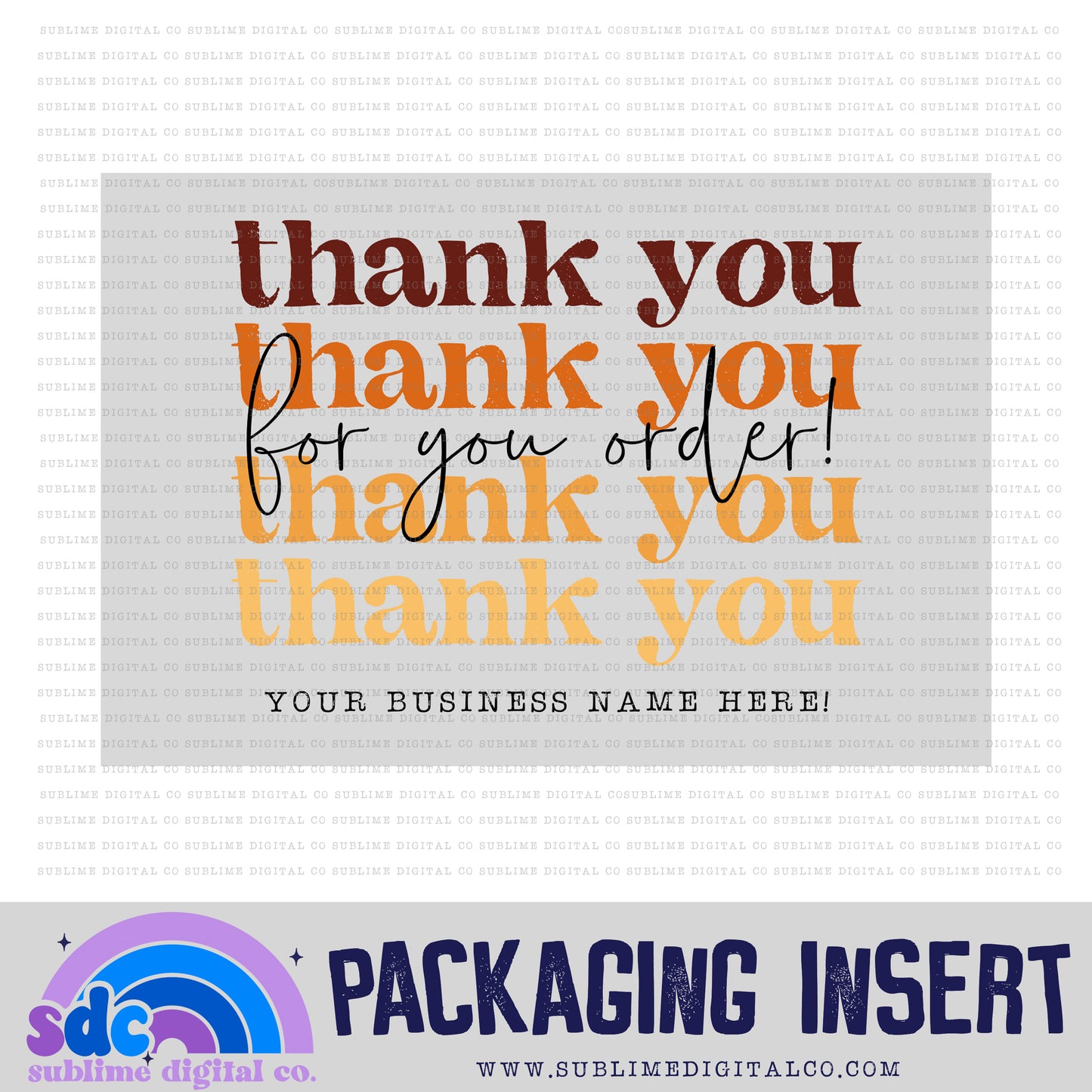 Thank You For Your Order • Fall Colors • Custom Business Name Packaging Insert