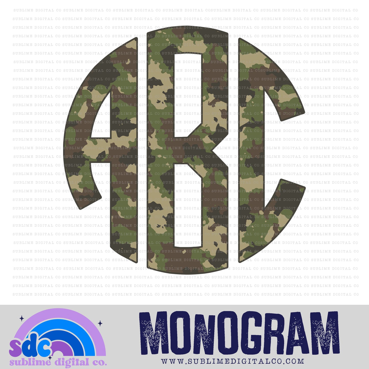 Camo 2 Monogram | 26 PNG Files | Digital Download