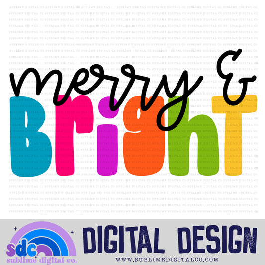 Merry & Bright • Christmas • Instant Download • Sublimation Design