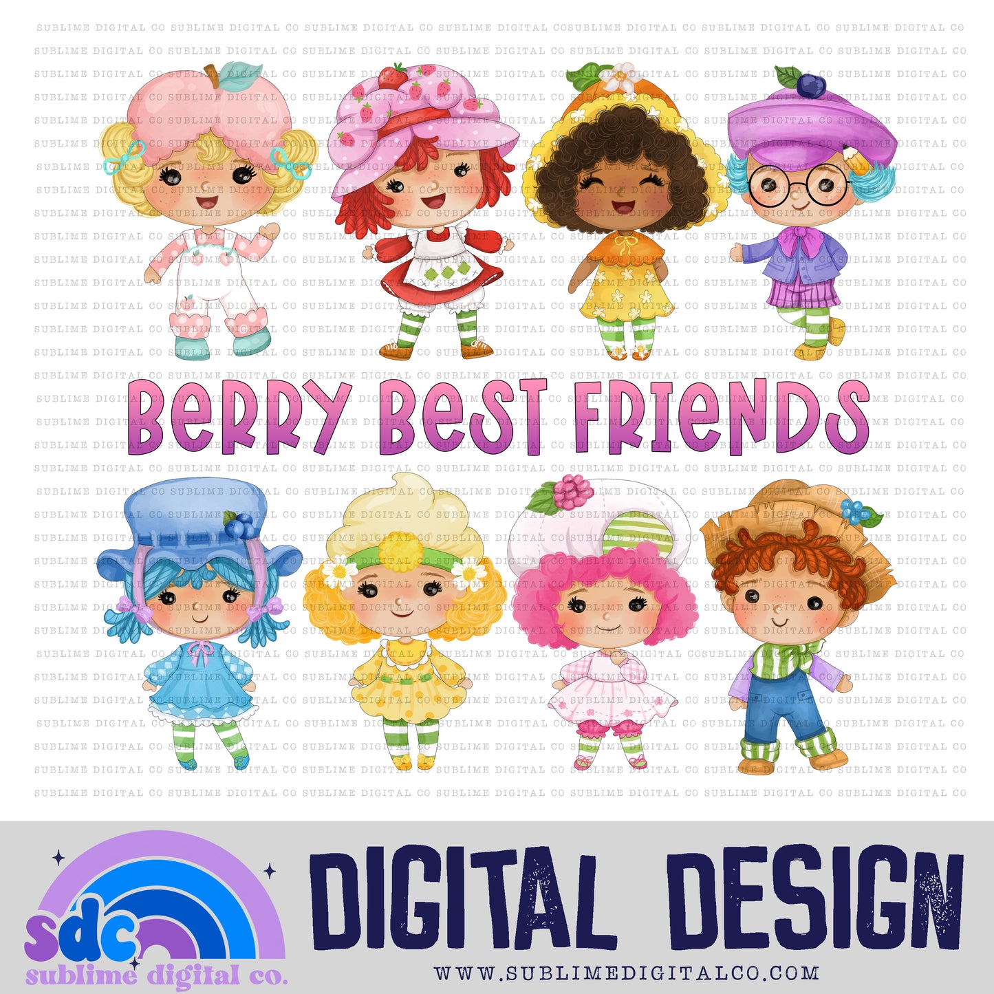 Berry Best Friends • Strawberry Girl • Instant Download • Sublimation Design