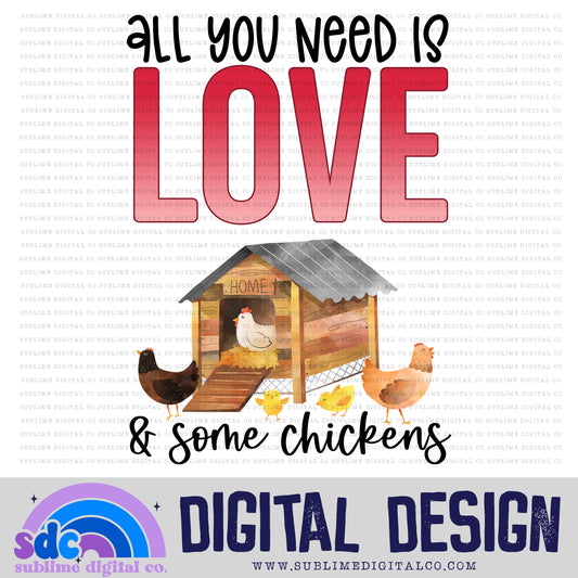 Love & Some Chickens | Valentine's Day | Sublimation Design | Instant Download | PNG File