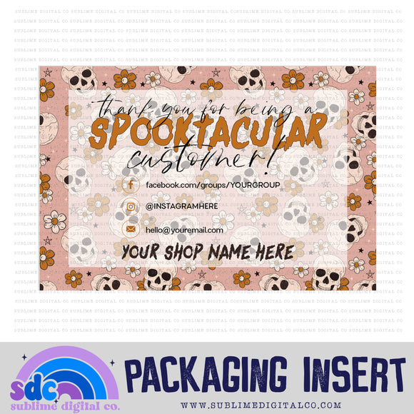 Spooktacular Customer • Floral Skulls • Custom Business Name Packaging Insert