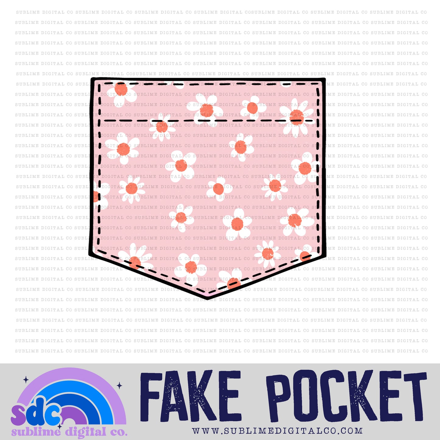 Dainty Floral • Fake Pocket • Instant Download • Sublimation Design