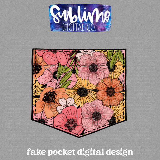 Floral 2 • Fake Pocket • Instant Download • Sublimation Design