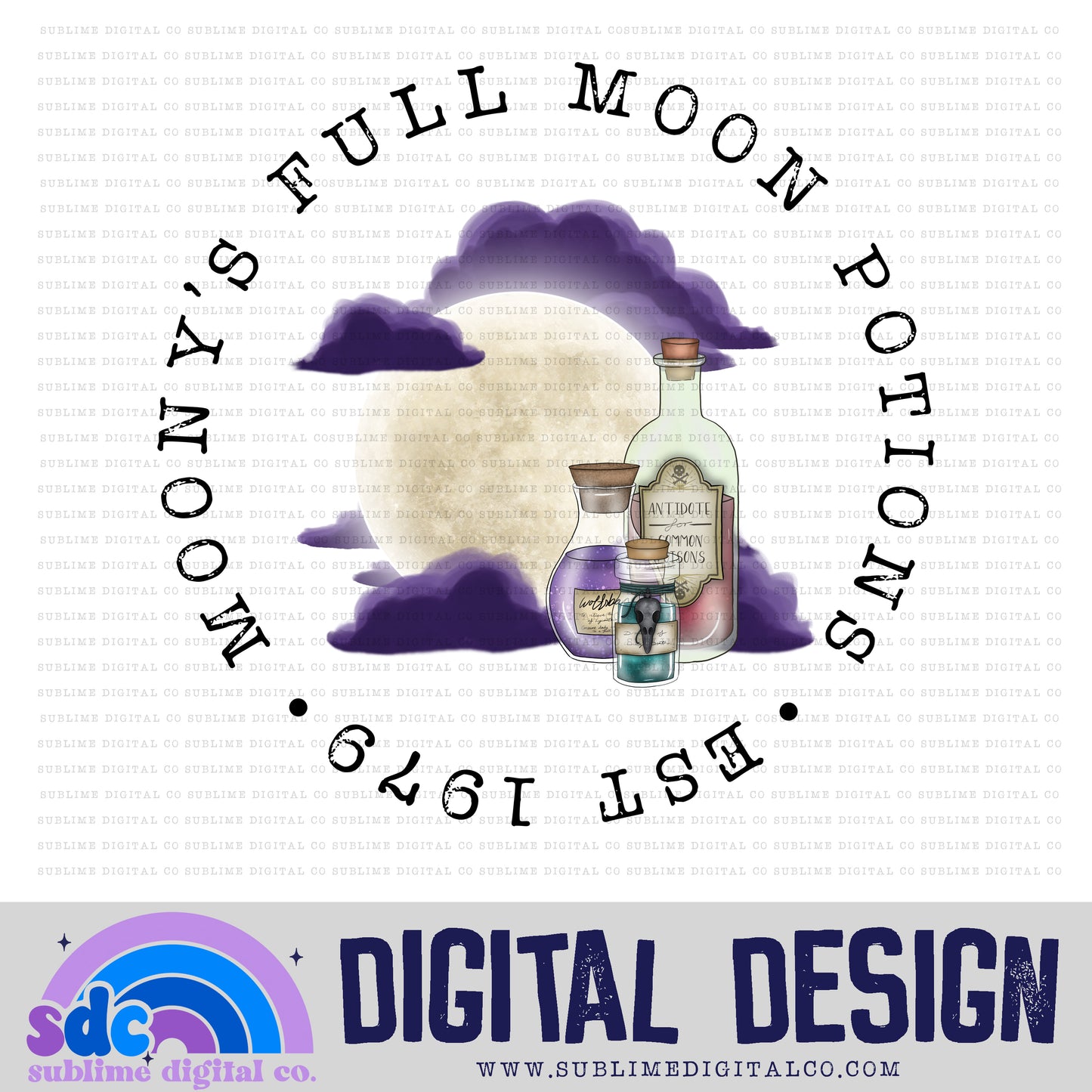 Full Moon Potions • Wizard • Instant Download • Sublimation Design