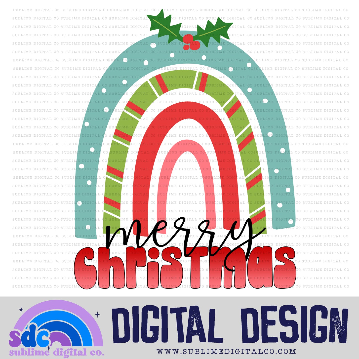 Merry Christmas • Rainbow • Christmas • Instant Download • Sublimation Design