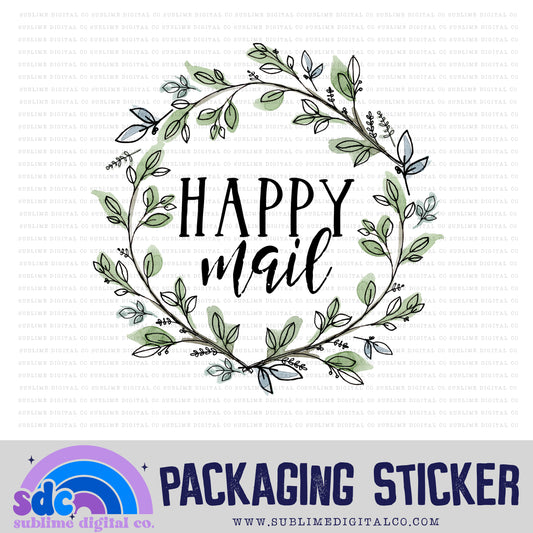 Happy Mail • Greenery | Small Business Stickers | Digital Download | PNG File