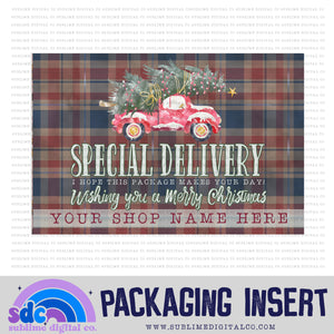 Special Delivery • Wishing You a Merry Christmas • Custom Business Name Packaging Insert